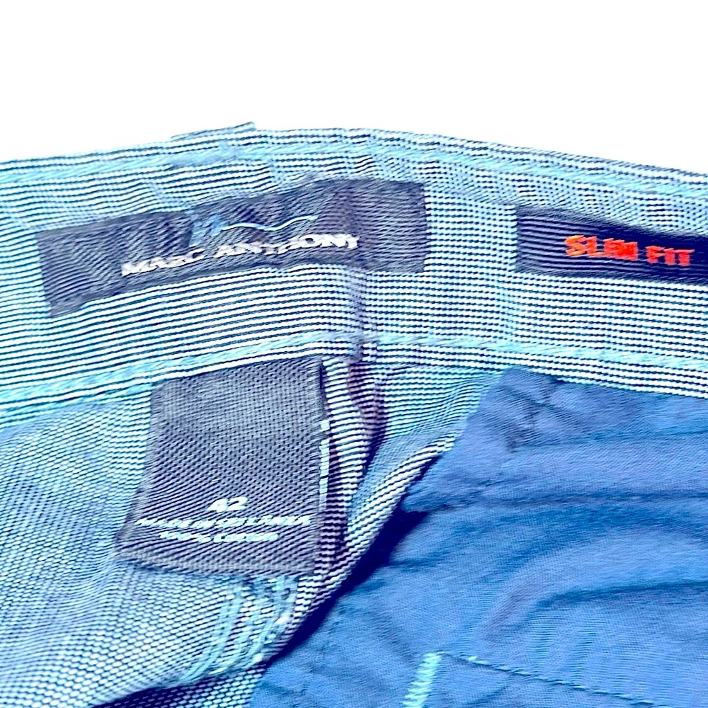 Marc Anthony Heather Blue Flat Front Slim Fit Cotton Stretch Twill Shorts 42 NWT - Picture 7 of 7